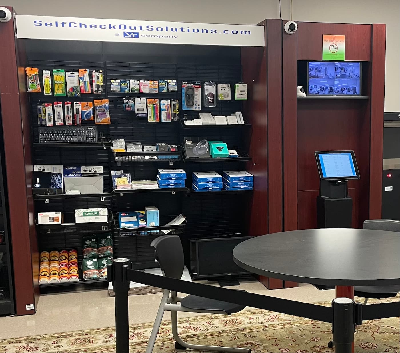 Example self-checkout area inside an employee breakroom